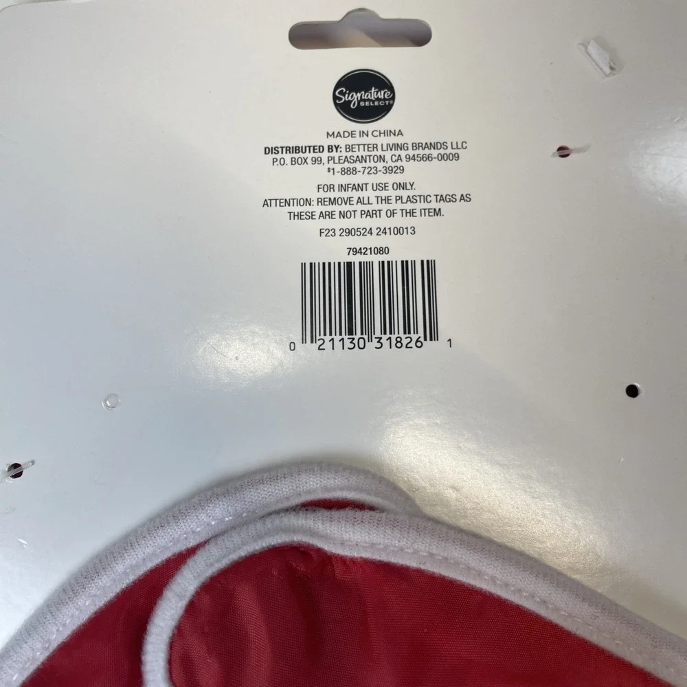 NWT Signature Select Santa Baby Bib Santa Hat Red White embroidered Christmas